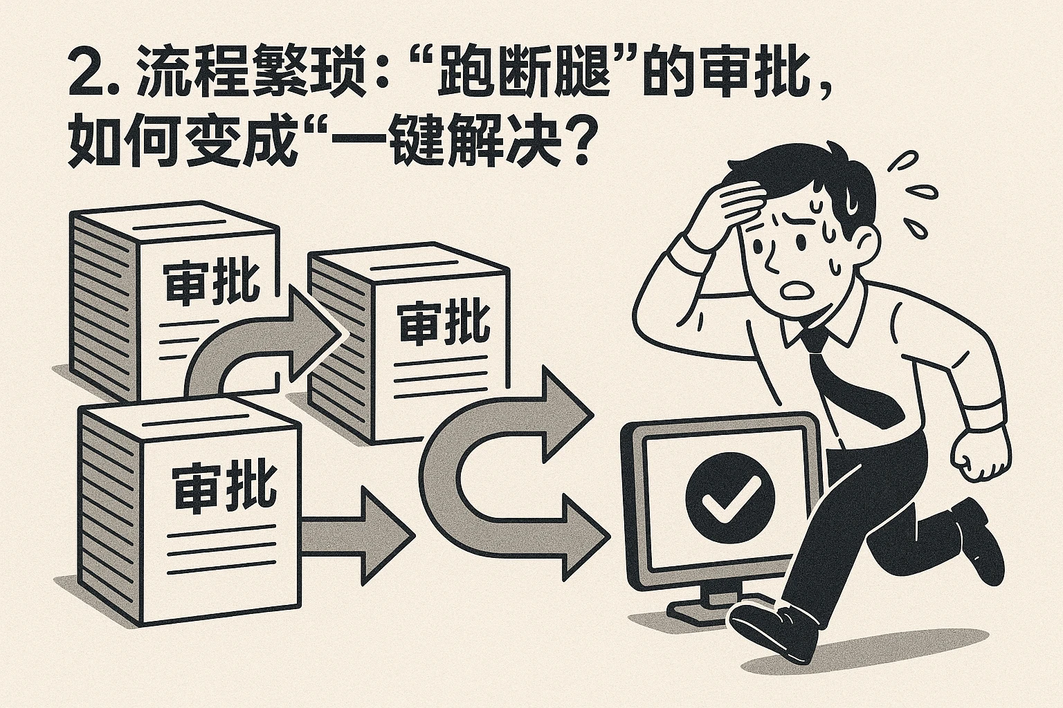 2. 流程繁琐：“跑断腿”的审批，如何变成“一键解决”？