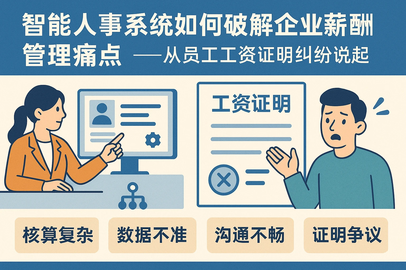 智能人事系统如何破解企业薪酬管理痛点——从员工工资证明纠纷说起