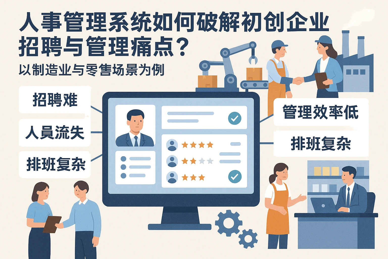 人事管理系统如何破解初创企业招聘与管理痛点？以制造业与零售场景为例