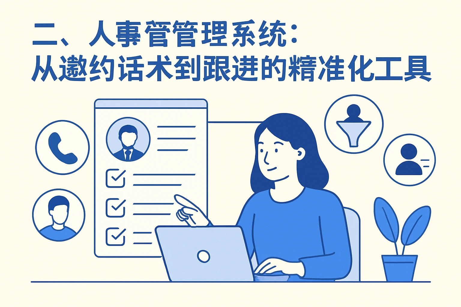 二、人事管理系统：从邀约话术到跟进的精准化工具
