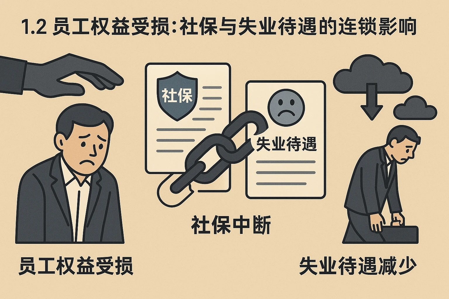 1.2 员工权益受损：社保与失业待遇的连锁影响