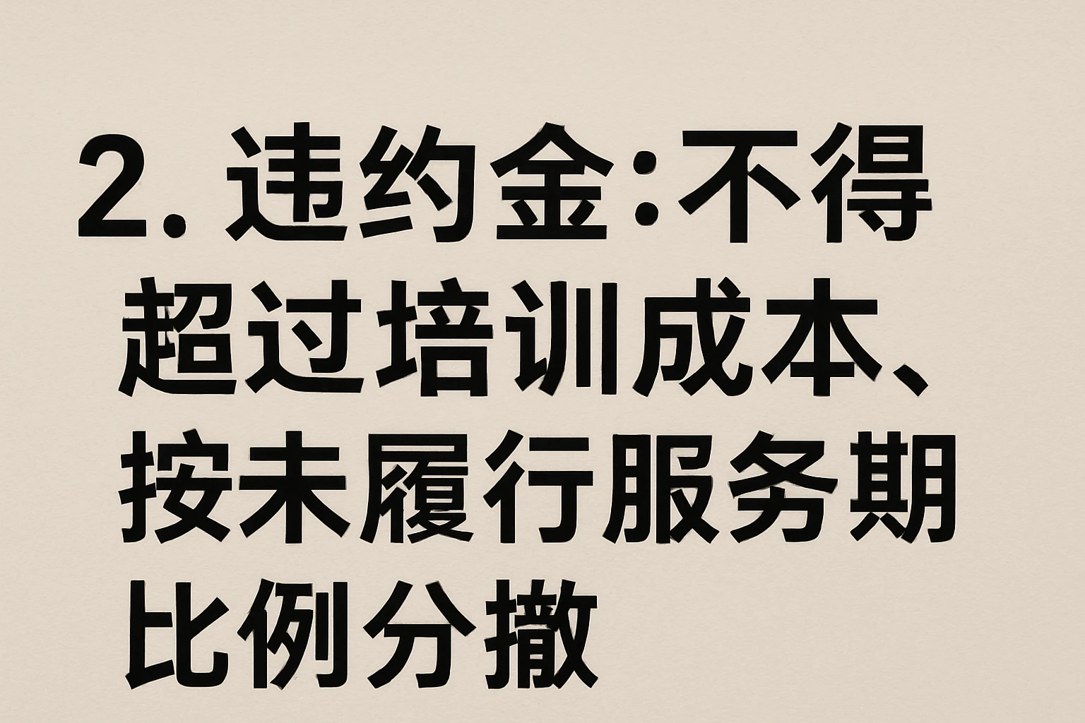 2. 违约金：不得超过培训成本，按未履行服务期比例分摊