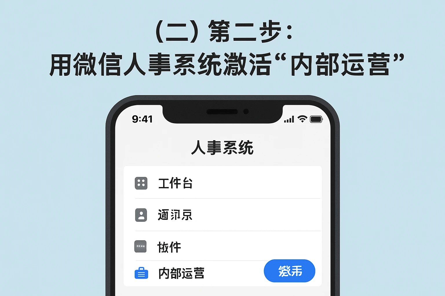 （二）第二步：用微信人事系统激活“内部运营”