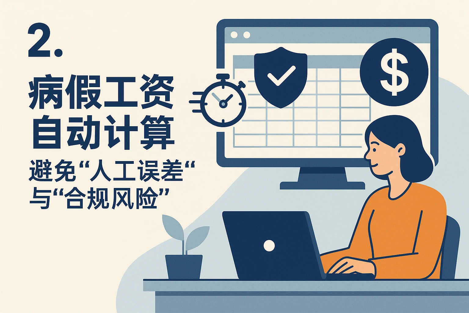 2. 病假工资自动计算：避免“人工误差”与“合规风险”