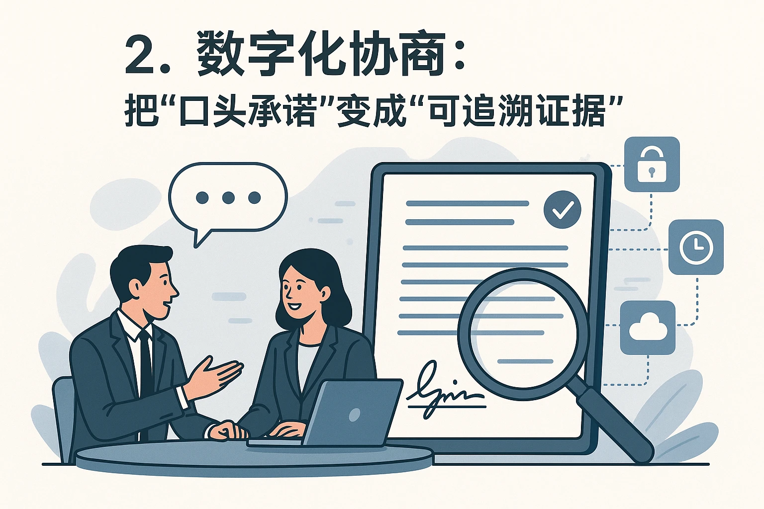 2. 数字化协商：把“口头承诺”变成“可追溯证据”