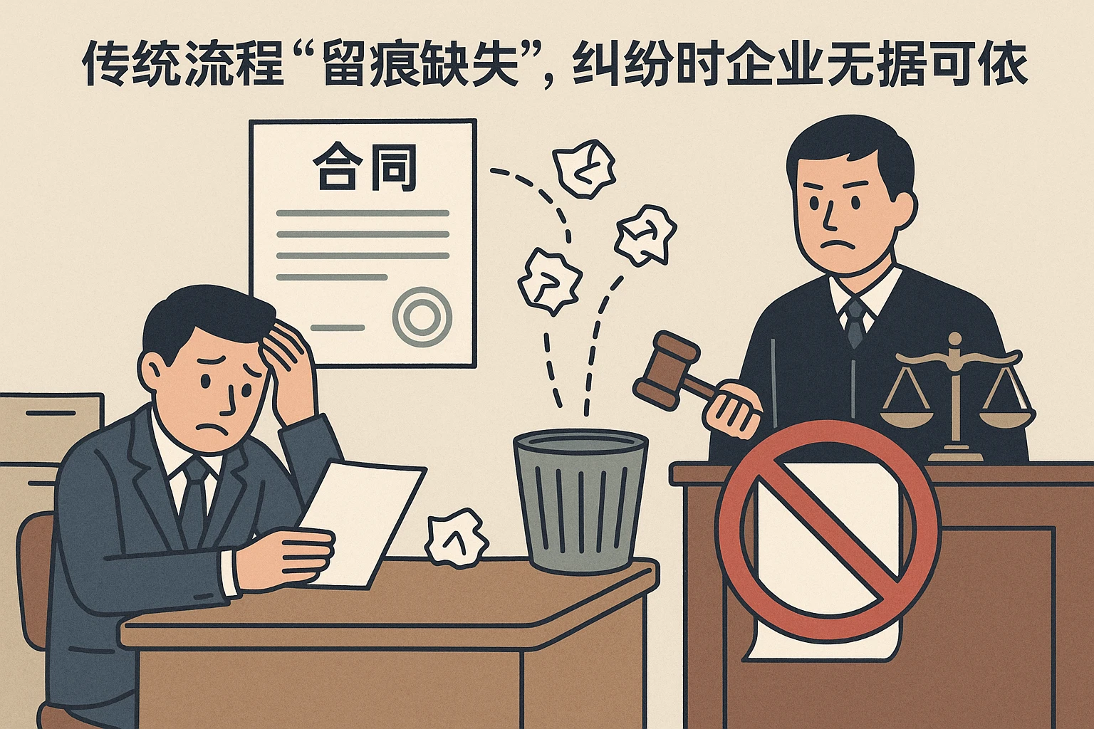 2. 传统流程“留痕缺失”，纠纷时企业无据可依