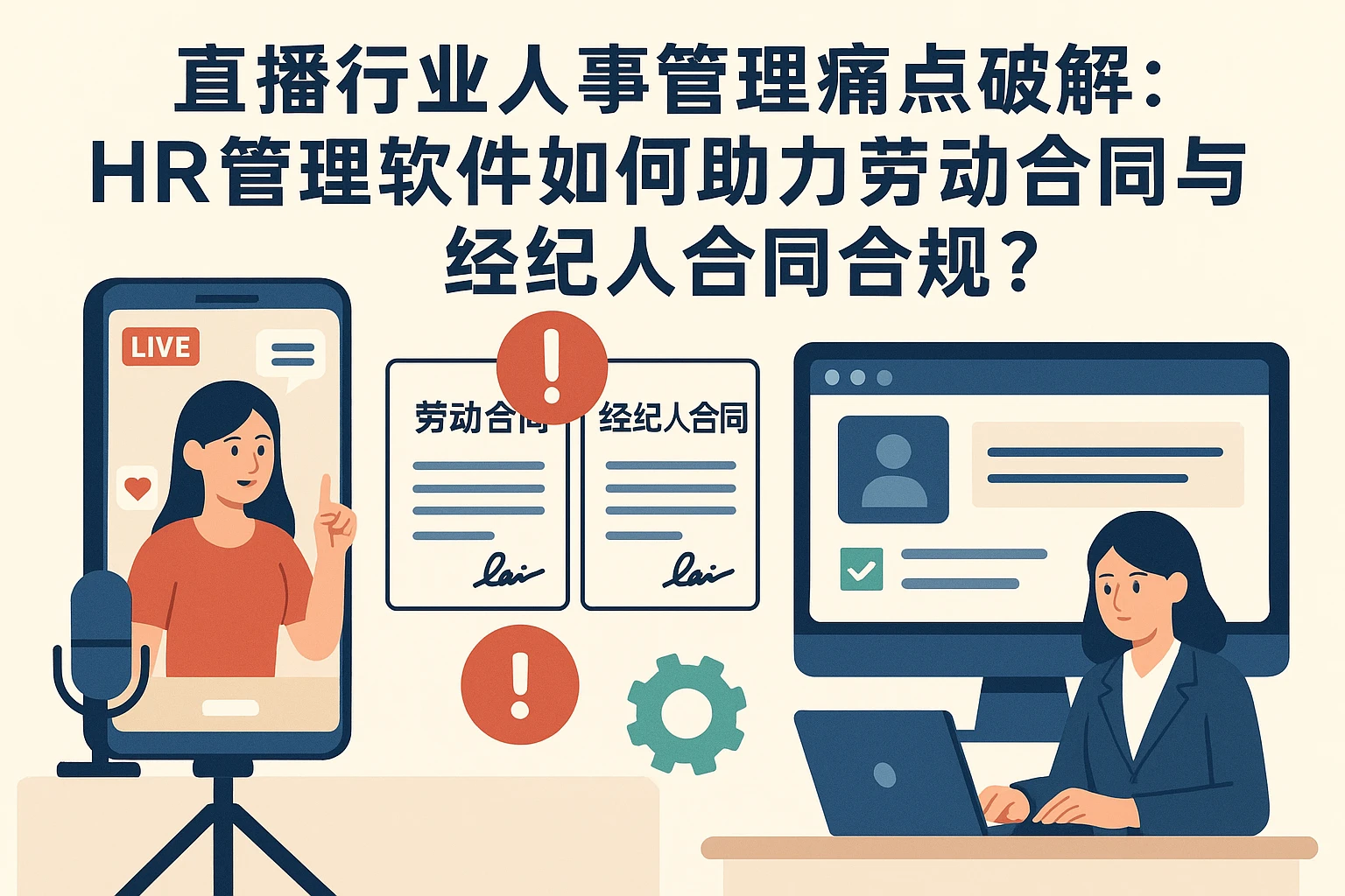 直播行业人事管理痛点破解：HR管理软件如何助力劳动合同与经纪人合同合规？