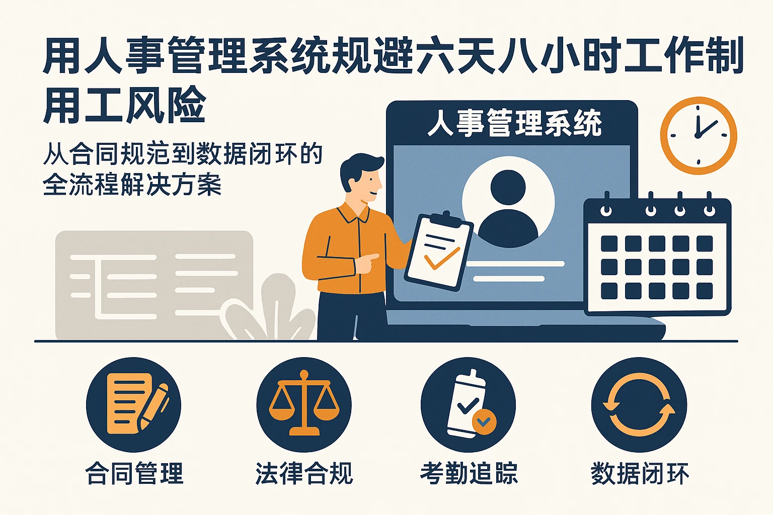 用人事管理系统规避六天八小时工作制用工风险：从合同规范到数据闭环的全流程解决方案