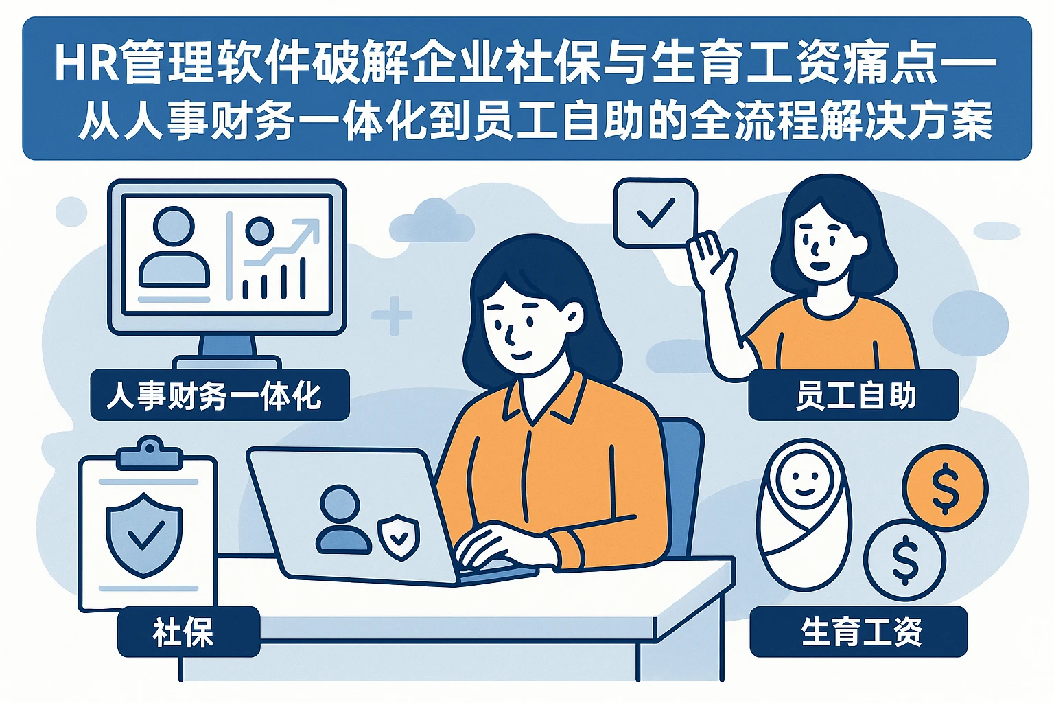 HR管理软件破解企业社保与生育工资痛点——从人事财务一体化到员工自助的全流程解决方案