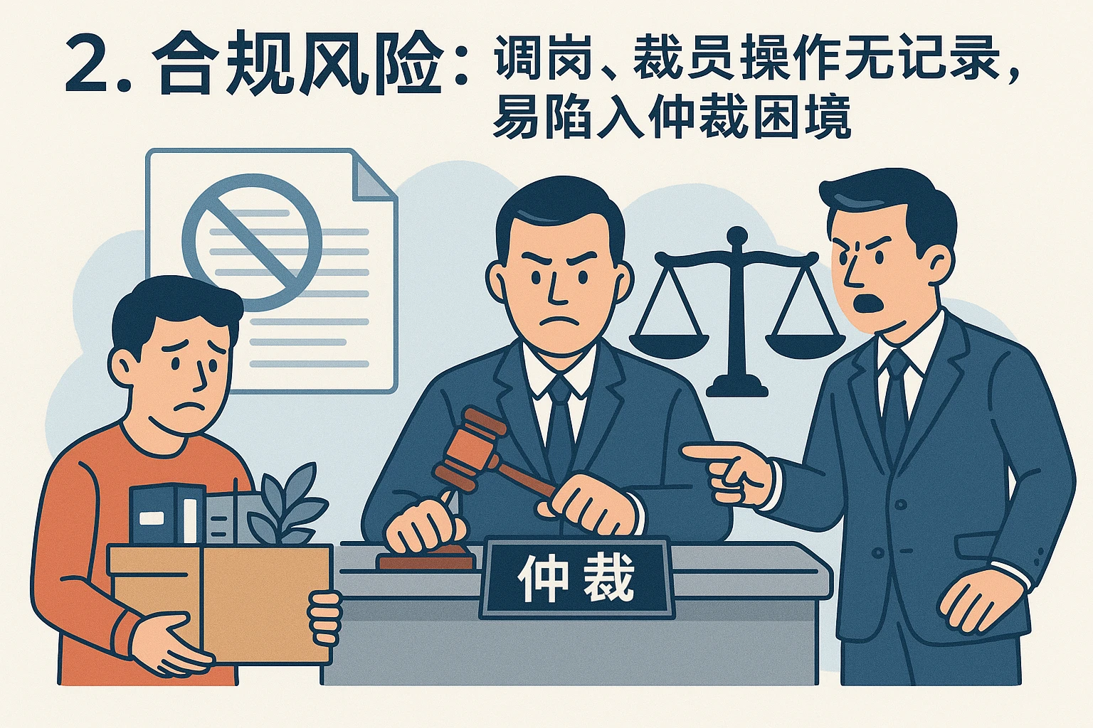2. 合规风险：调岗、裁员操作无记录，易陷入仲裁困境