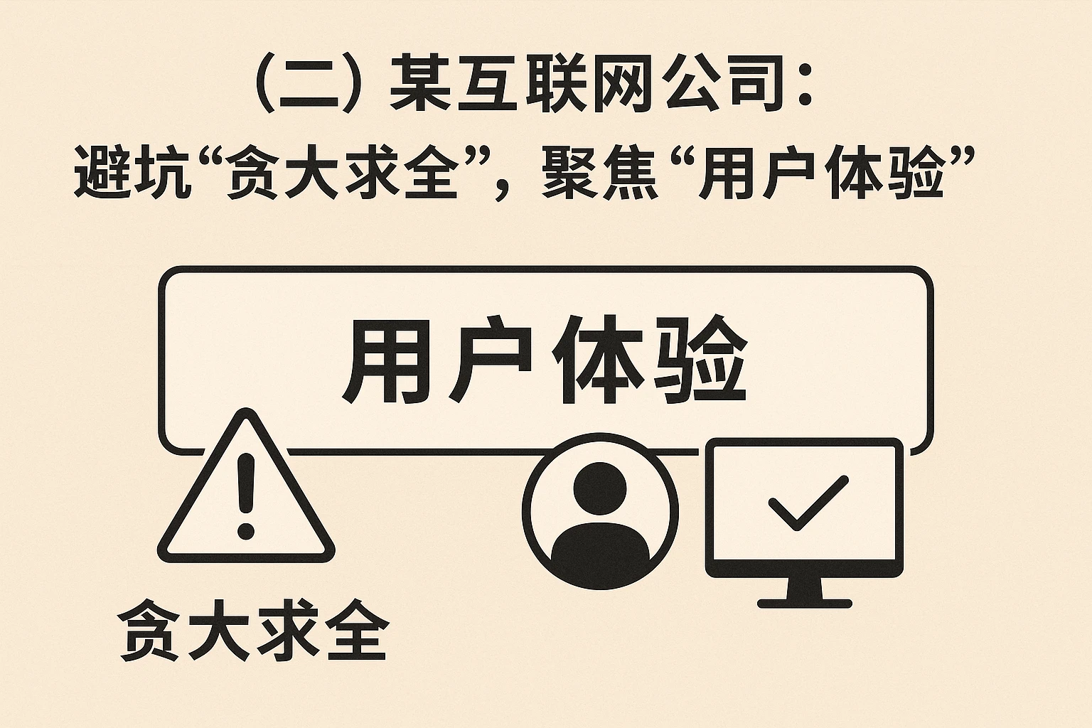 （二）某互联网公司：避坑“贪大求全”，聚焦“用户体验”