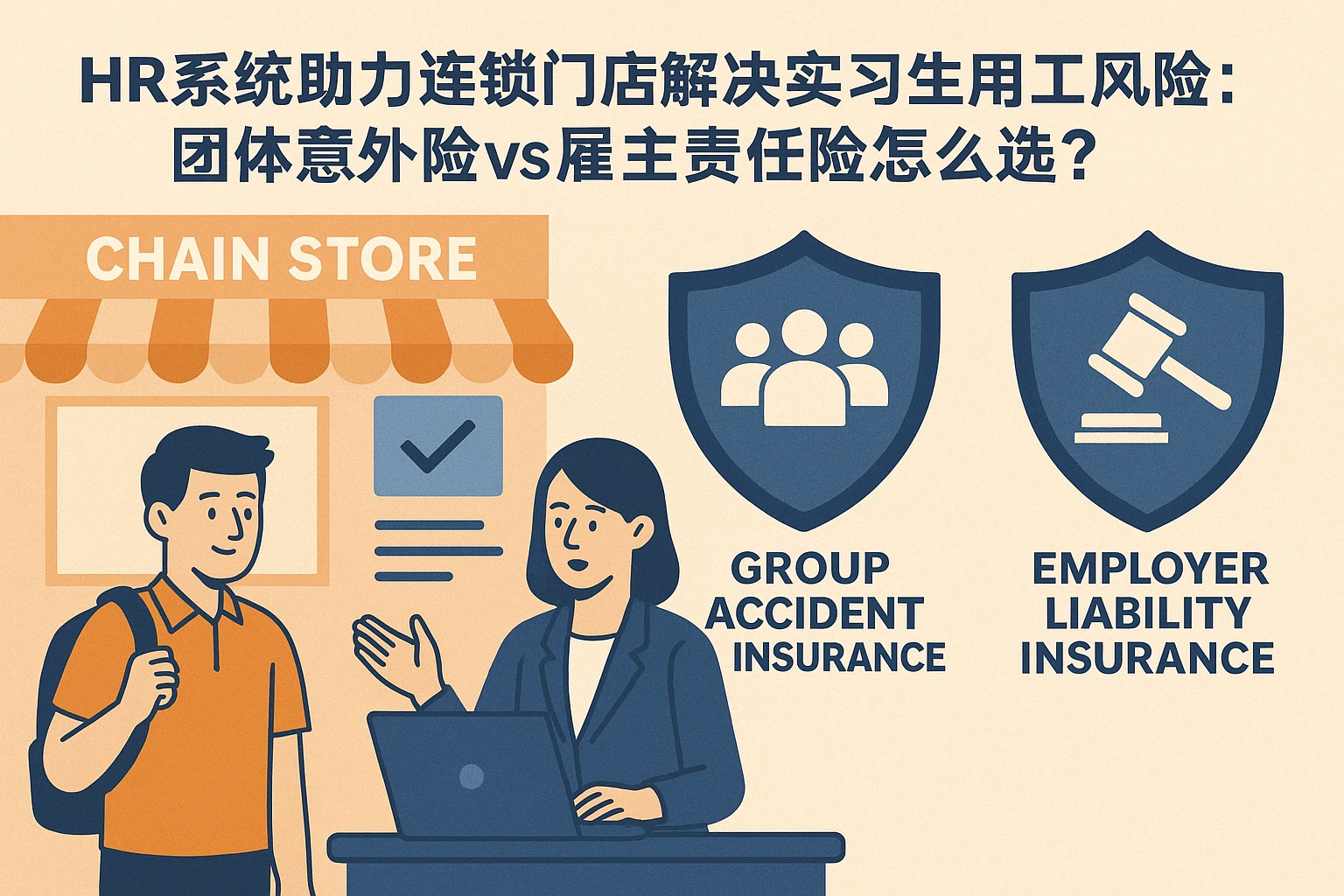 HR系统助力连锁门店解决实习生用工风险：团体意外险vs雇主责任险怎么选？