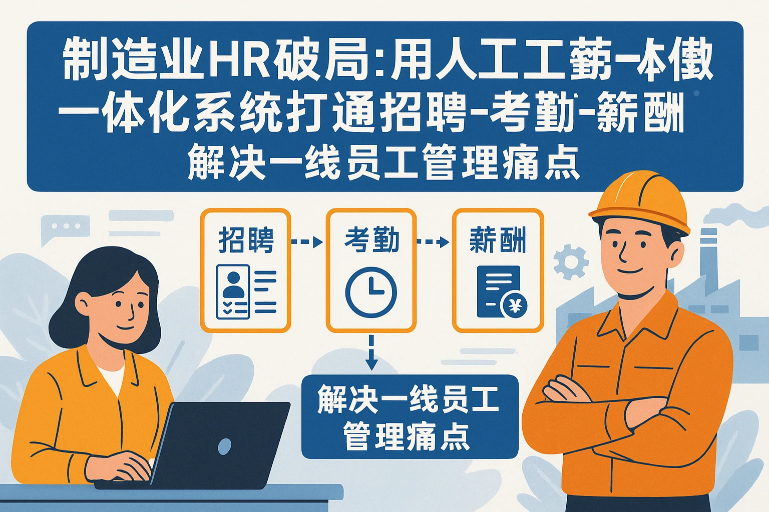 制造业HR破局：用人事工资考勤一体化系统打通招聘-考勤-薪酬全流程，解决一线员工管理痛点
