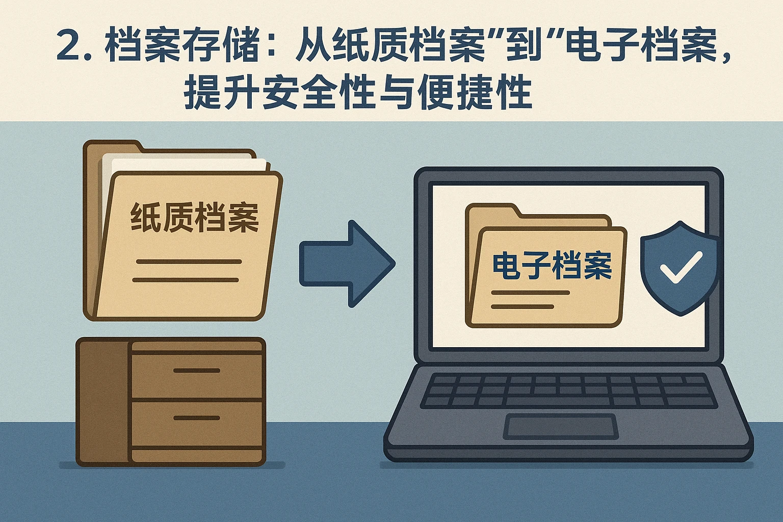 2. 档案存储：从“纸质档案”到“电子档案”，提升安全性与便捷性