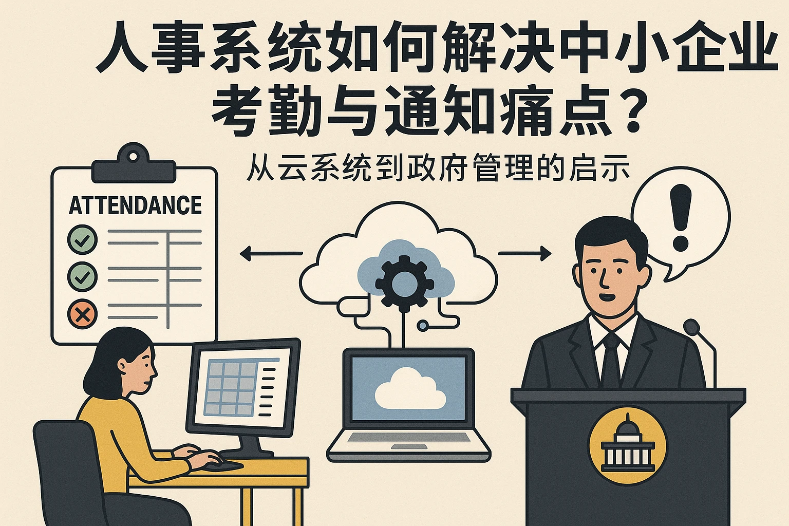 人事系统如何解决中小企业考勤与通知痛点？从云系统到政府管理的启示