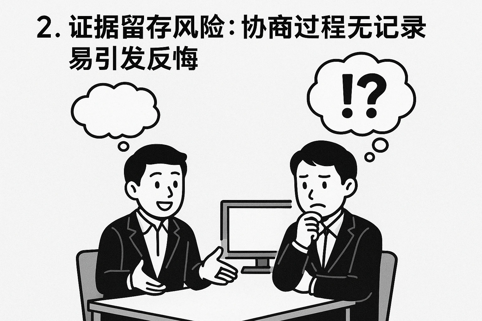 2. 证据留存风险：协商过程无记录易引发反悔