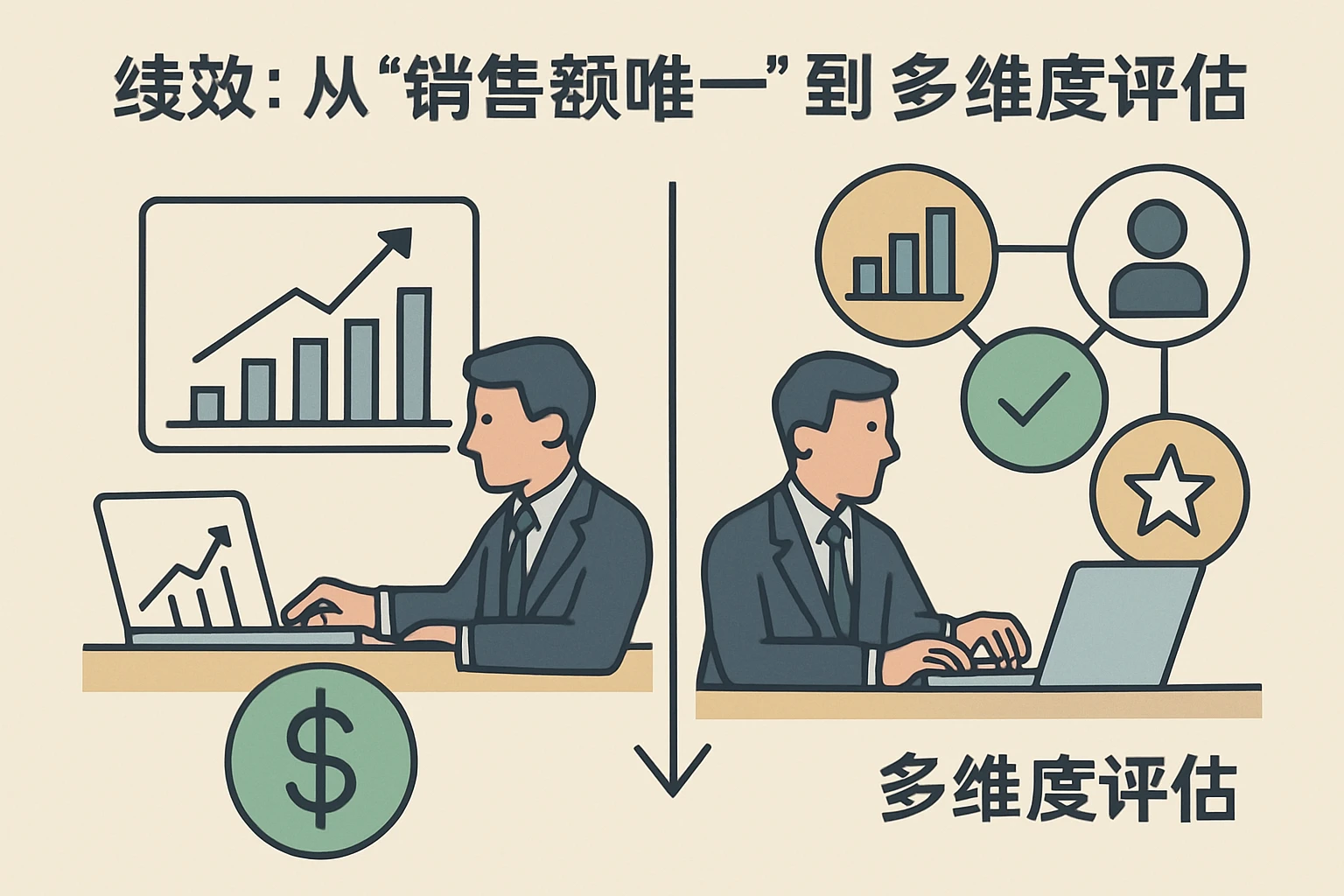 2. 绩效：从“销售额唯一”到“多维度评估”