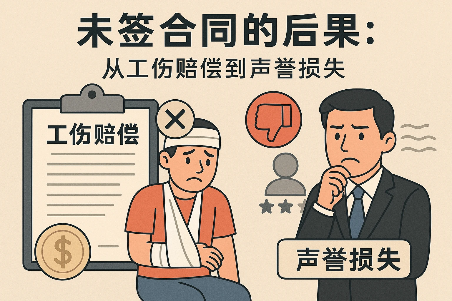 2. 未签合同的后果：从工伤赔偿到声誉损失