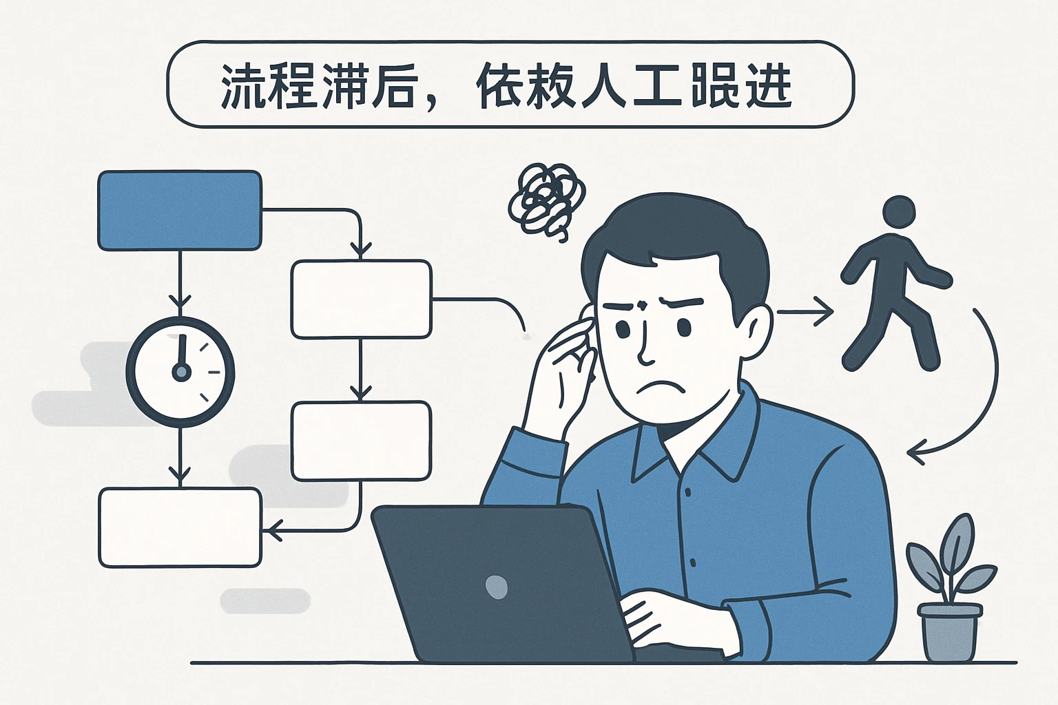 2. 流程滞后，依赖人工跟进