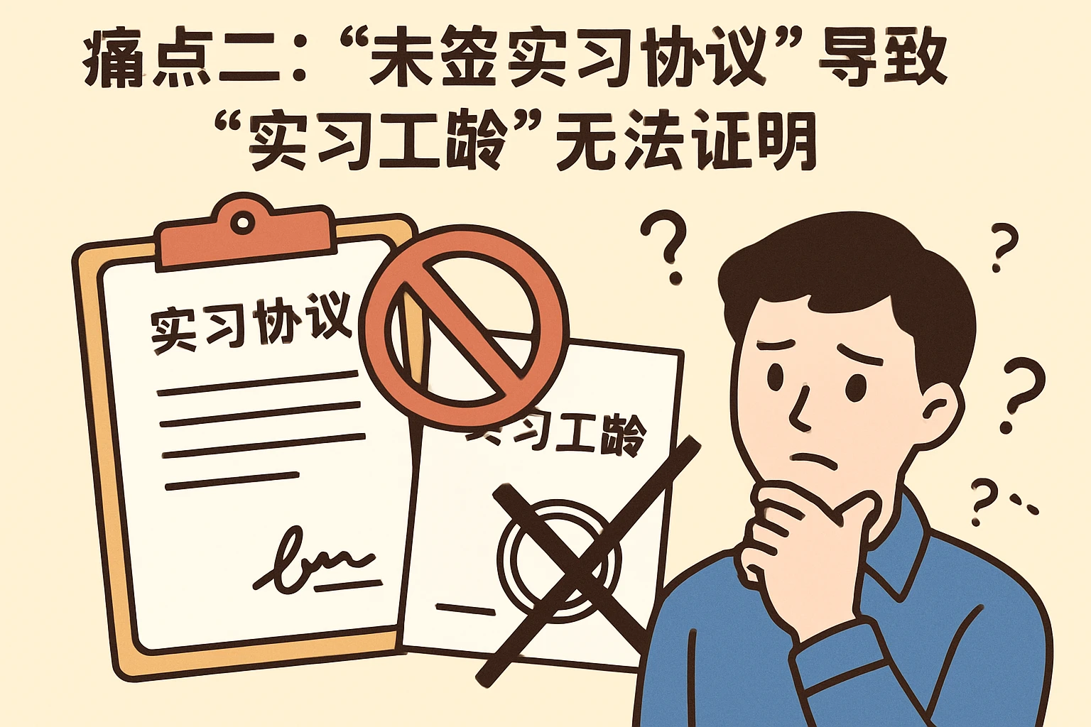 （2）痛点二：“未签实习协议”导致“实习工龄”无法证明