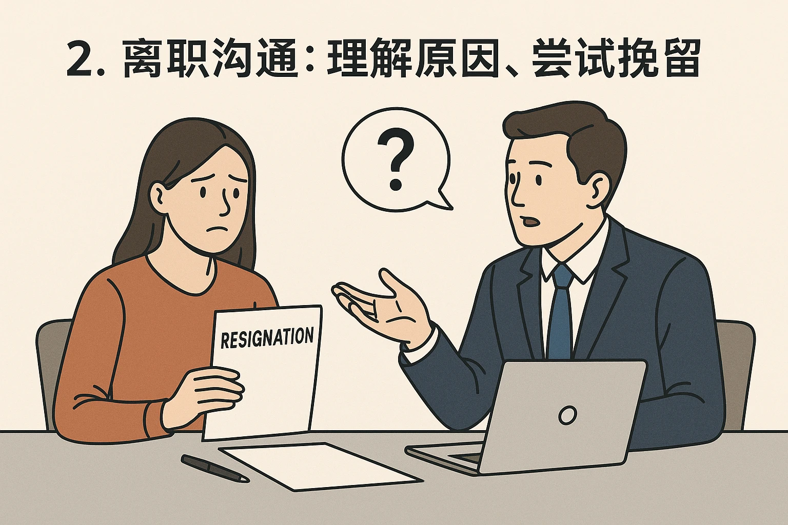 2. 离职沟通：理解原因，尝试挽留