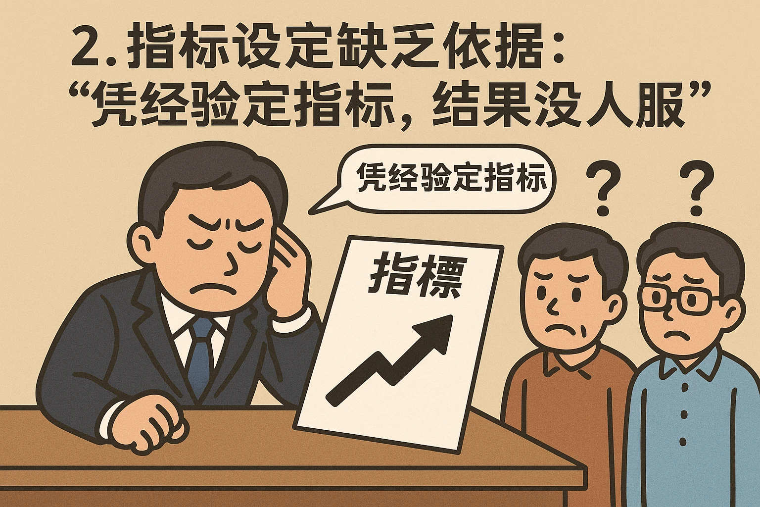 2. 指标设定缺乏依据：“凭经验定指标，结果没人服”