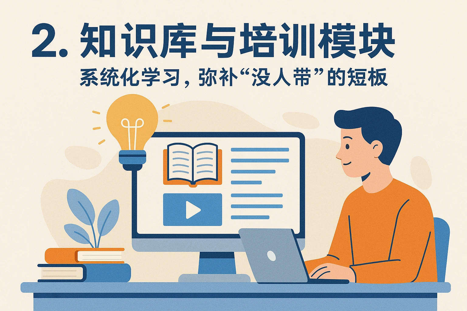2. 知识库与培训模块：系统化学习，弥补“没人带”的短板