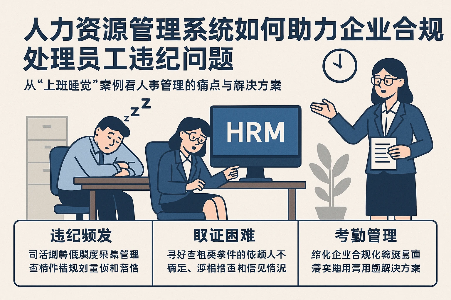 人力资源管理系统如何助力企业合规处理员工违纪问题——从“上班睡觉”案例看人事管理的痛点与解决方案