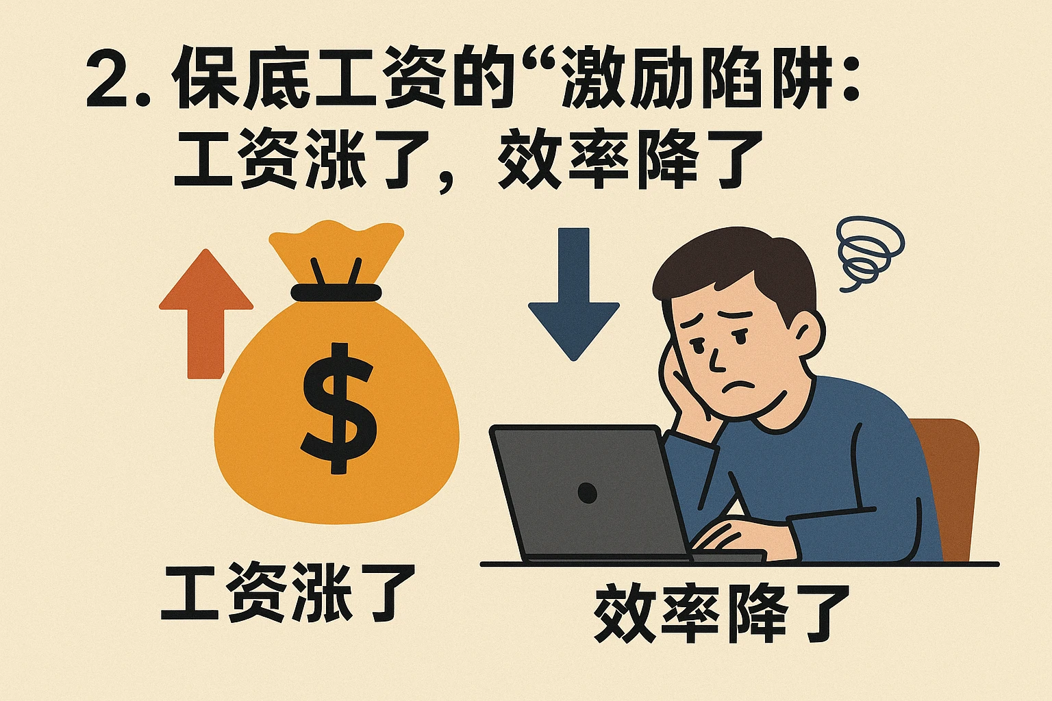 2. 保底工资的“激励陷阱”：工资涨了，效率降了