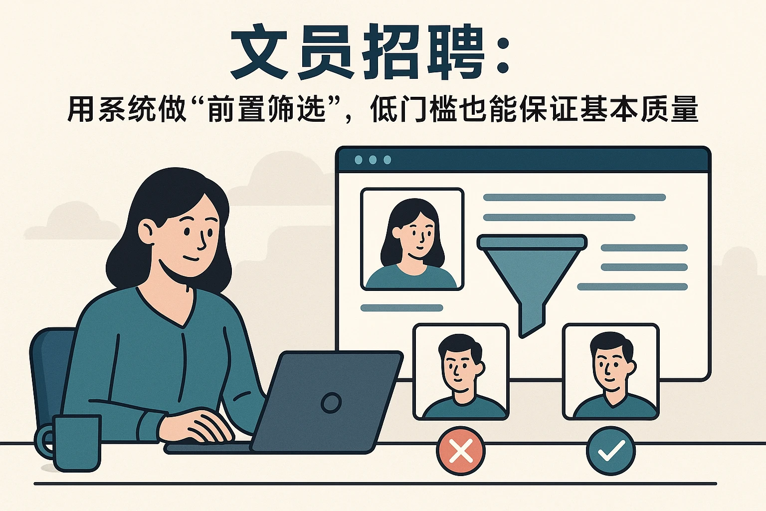 2. 文员招聘：用系统做“前置筛选”，低门槛也能保证基本质量