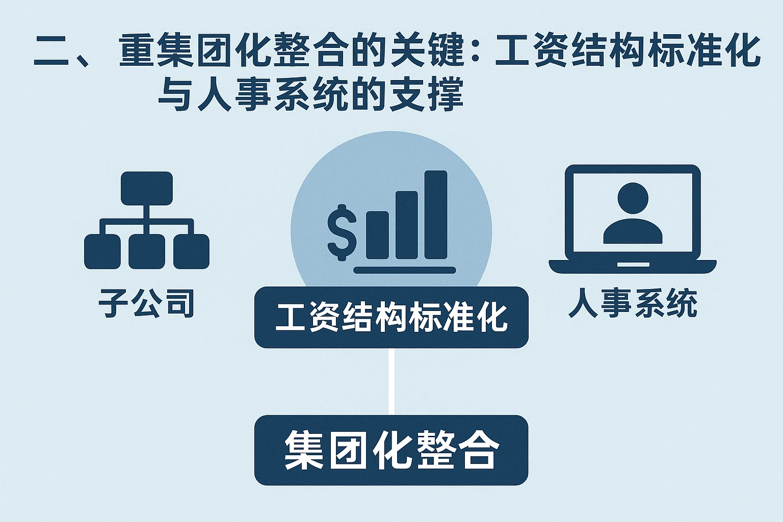 二、集团化整合的关键：工资结构标准化与人事系统的支撑