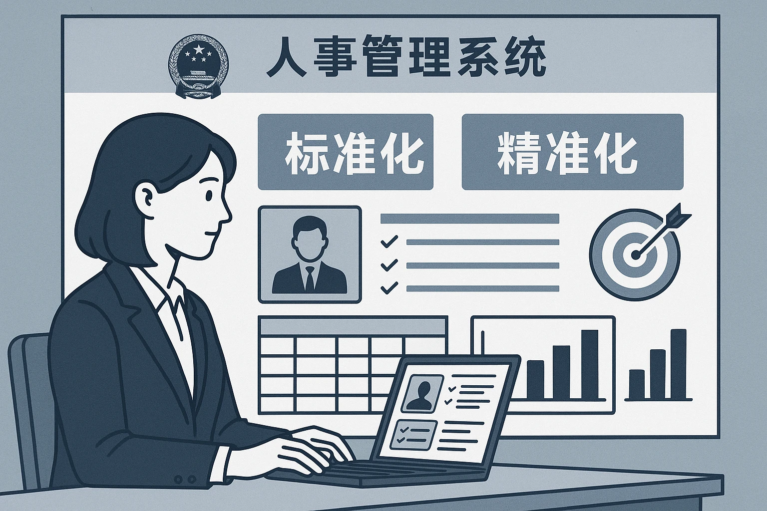 政府机构的人事管理因其“流程严格、数据规范、目标精准”的特点，成为企业人力资源信息化的重要参考。以某省公务员局的人事管理系统为例，其核心设计逻辑围绕“标准化”与“精准化”展开：