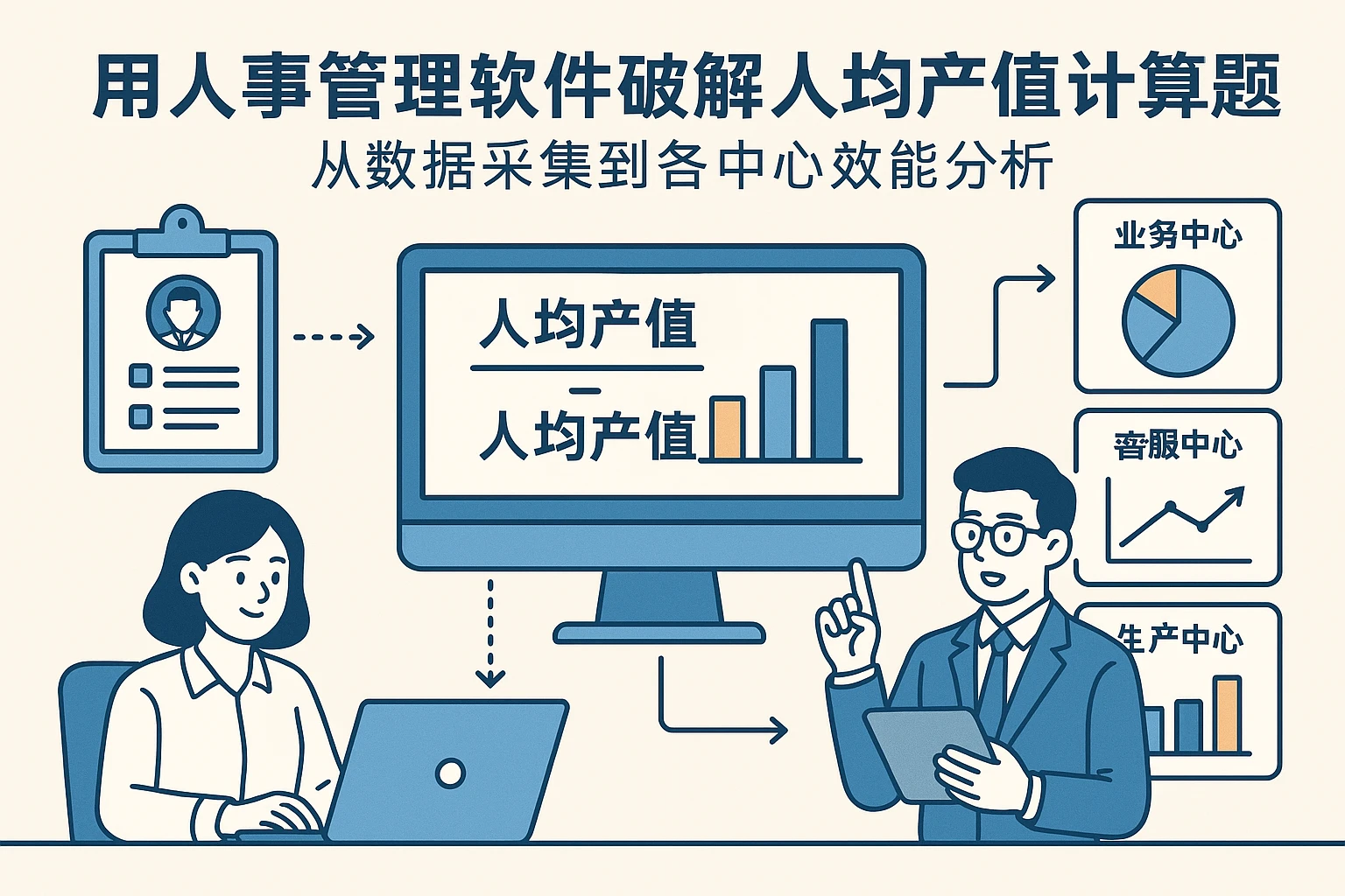 用人事管理软件破解人均产值计算难题：从数据采集到各中心效能分析
