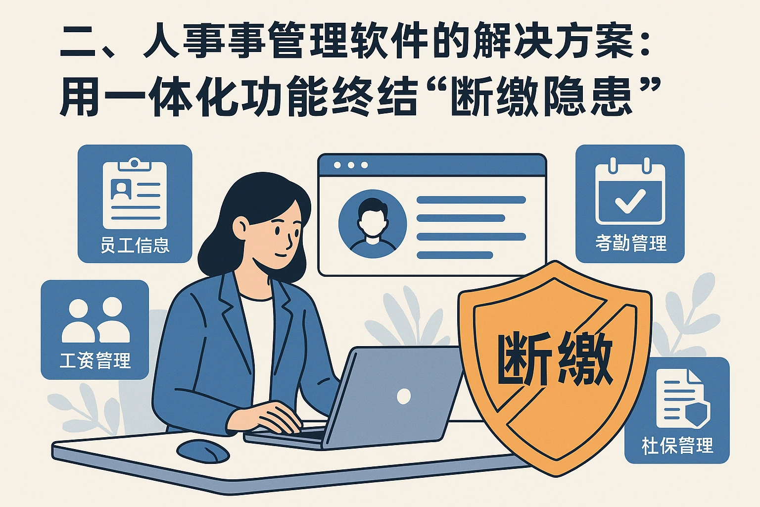 二、人事管理软件的解决方案：用一体化功能终结“断缴隐患”