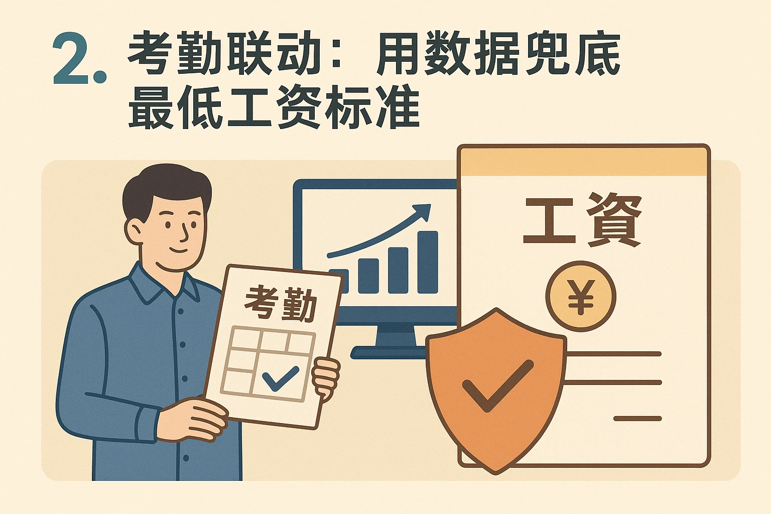 2. 考勤联动：用数据兜底最低工资标准