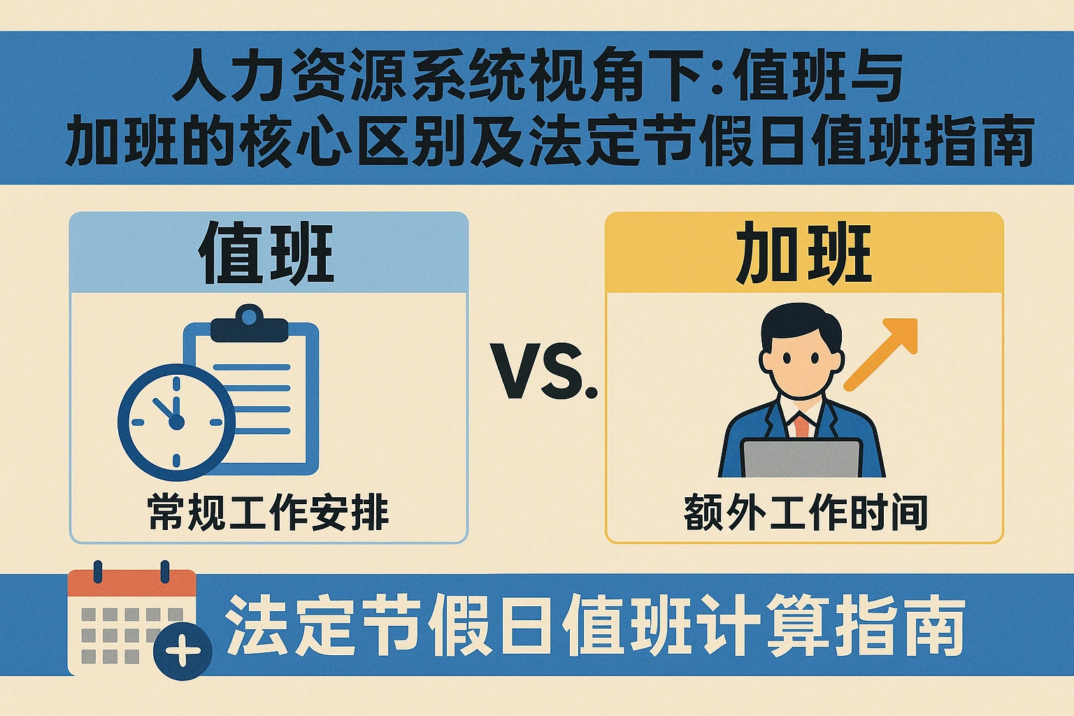 人力资源系统视角下：值班与加班的核心区别及法定节假日值班计算指南