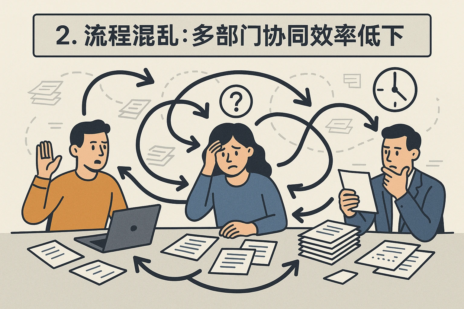 2. 流程混乱：多部门协同效率低下