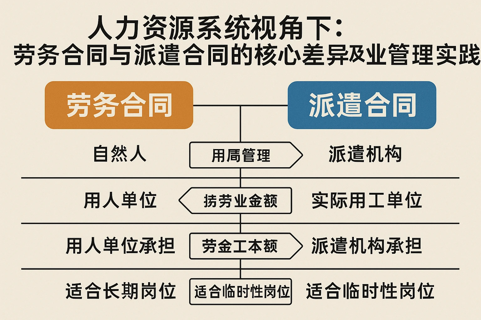 人力资源系统视角下：劳务合同与派遣合同的核心差异及企业管理实践