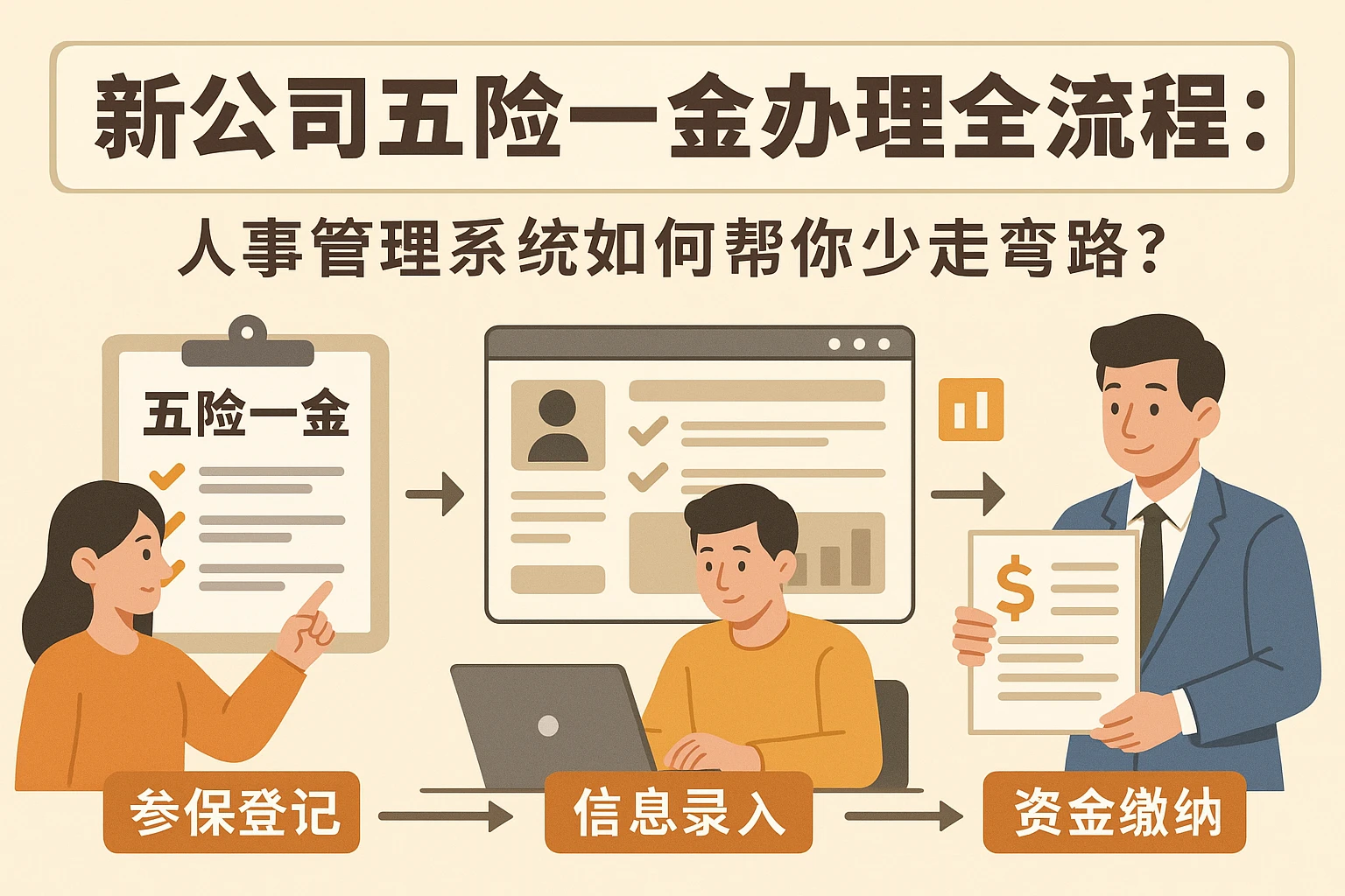 新公司五险一金办理全流程：人事管理系统如何帮你少走弯路？