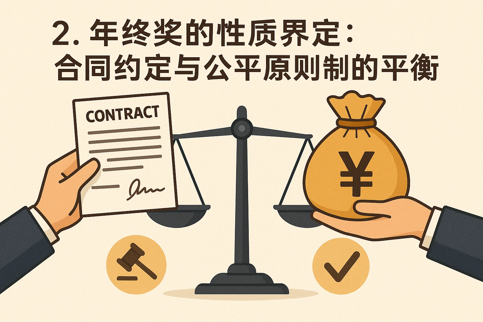 2. 年终奖的性质界定：合同约定与公平原则的平衡