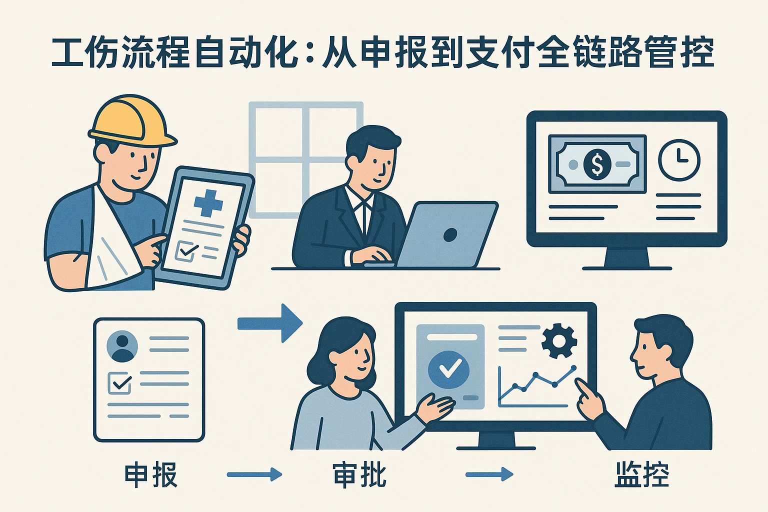 2. 工伤流程自动化：从申报到支付的全链路管控