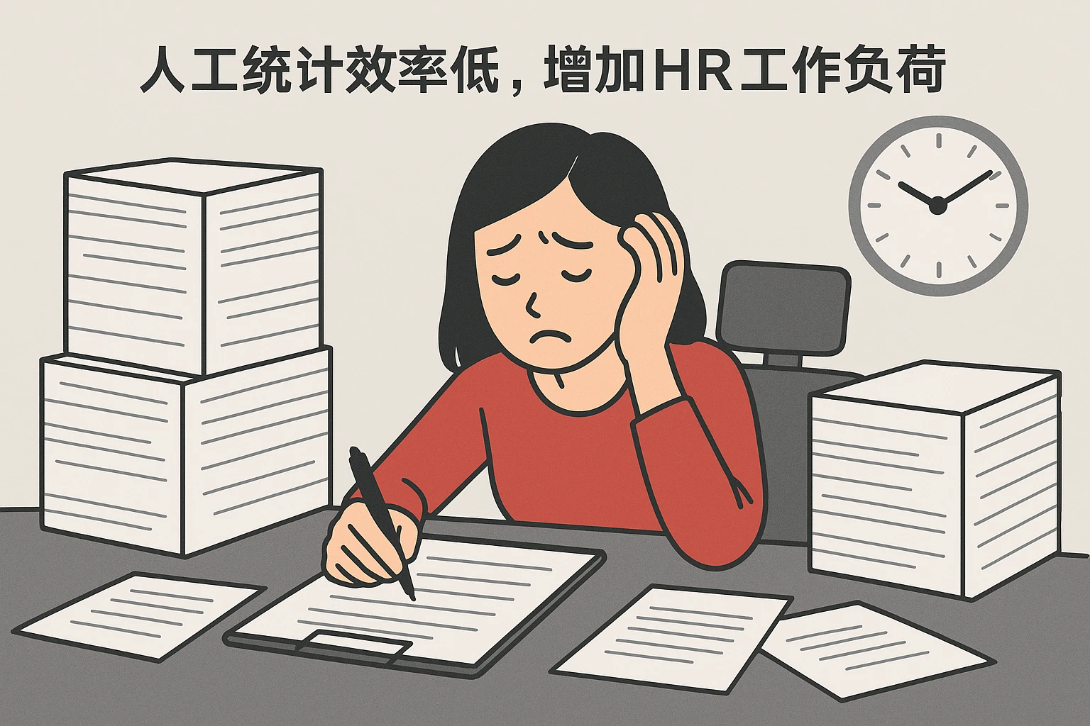 2. 人工统计效率低，增加HR工作负荷