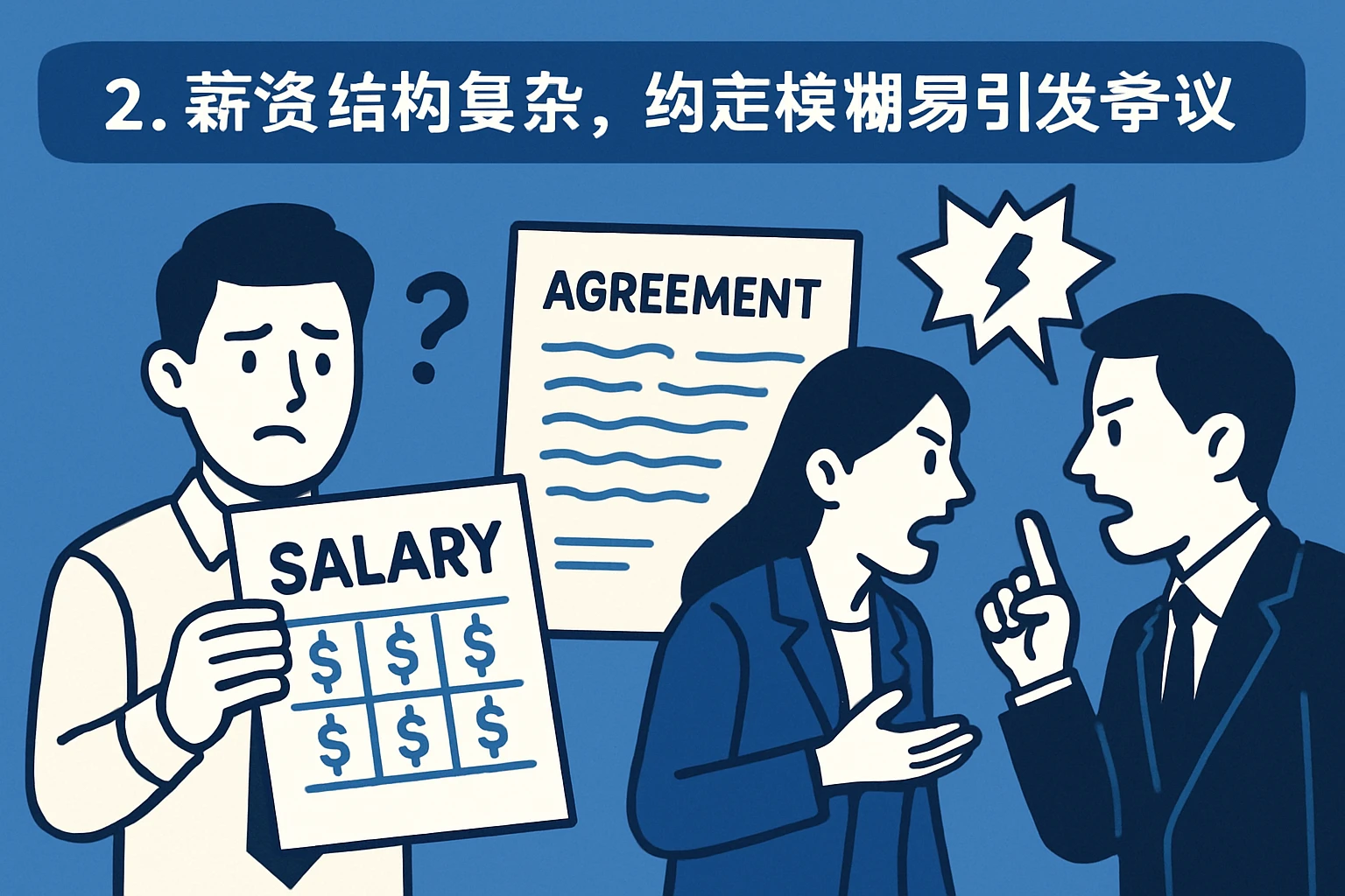 2. 薪资结构复杂，约定模糊易引发争议