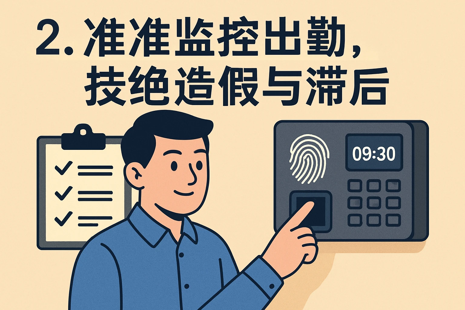 2. 精准监控出勤，杜绝造假与滞后