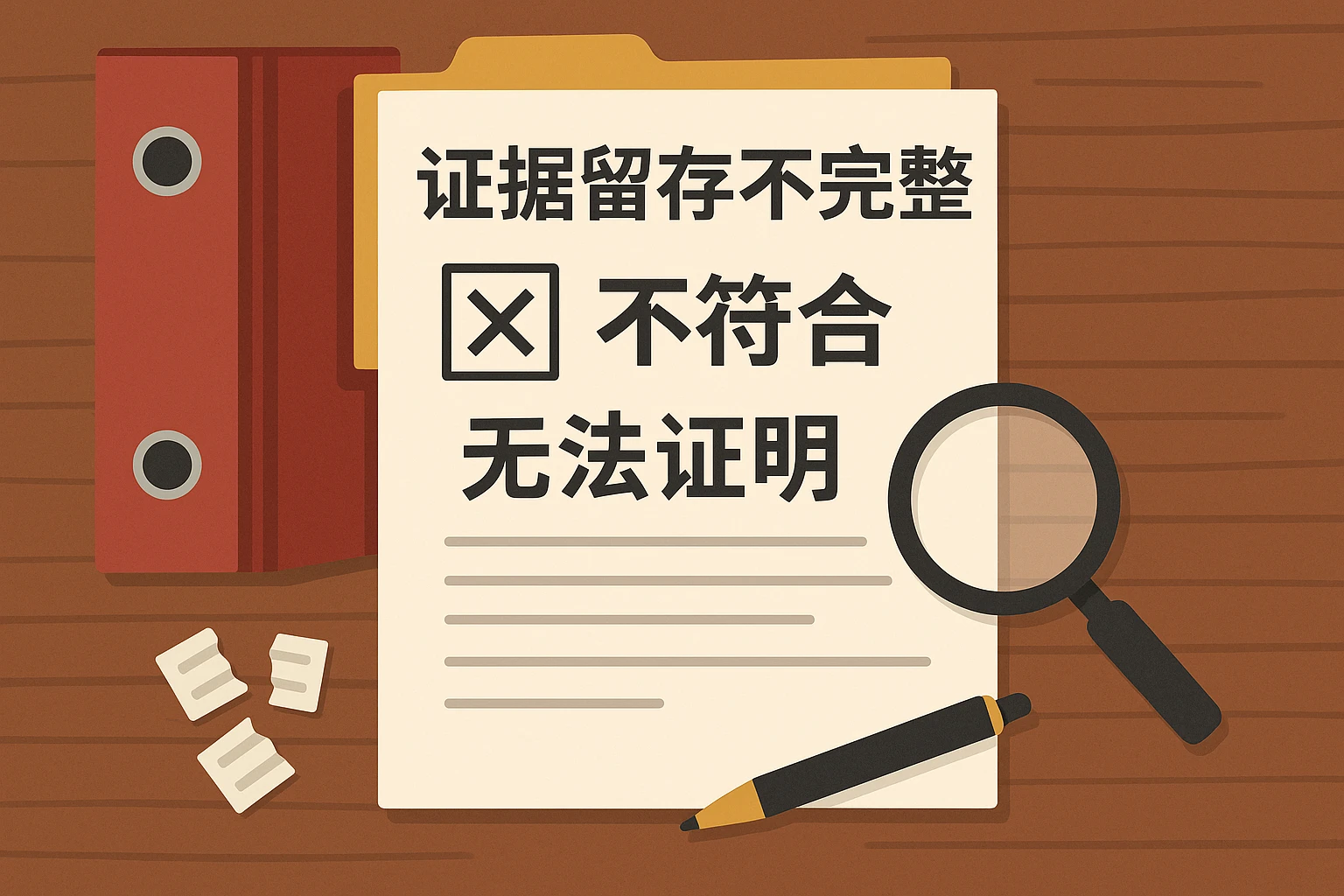 2. 证据留存不完整，“不符合”无法证明