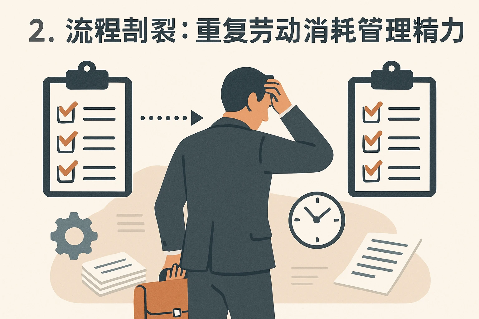 2. 流程割裂：重复劳动消耗管理精力
