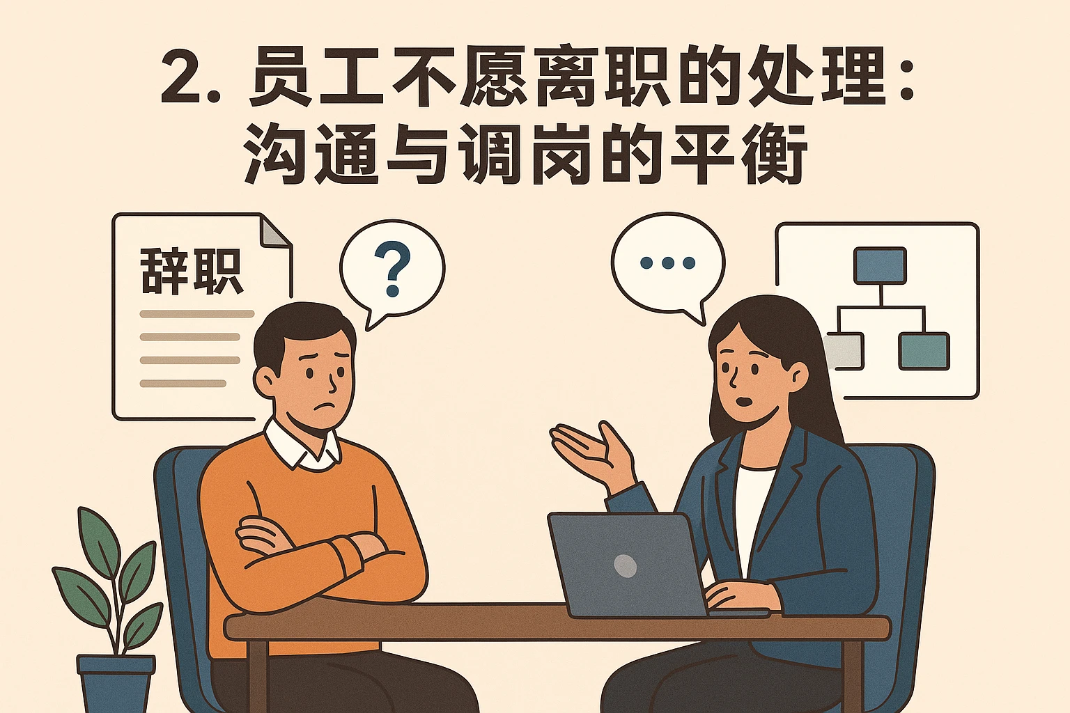 2. 员工不愿离职的处理：沟通与调岗的平衡