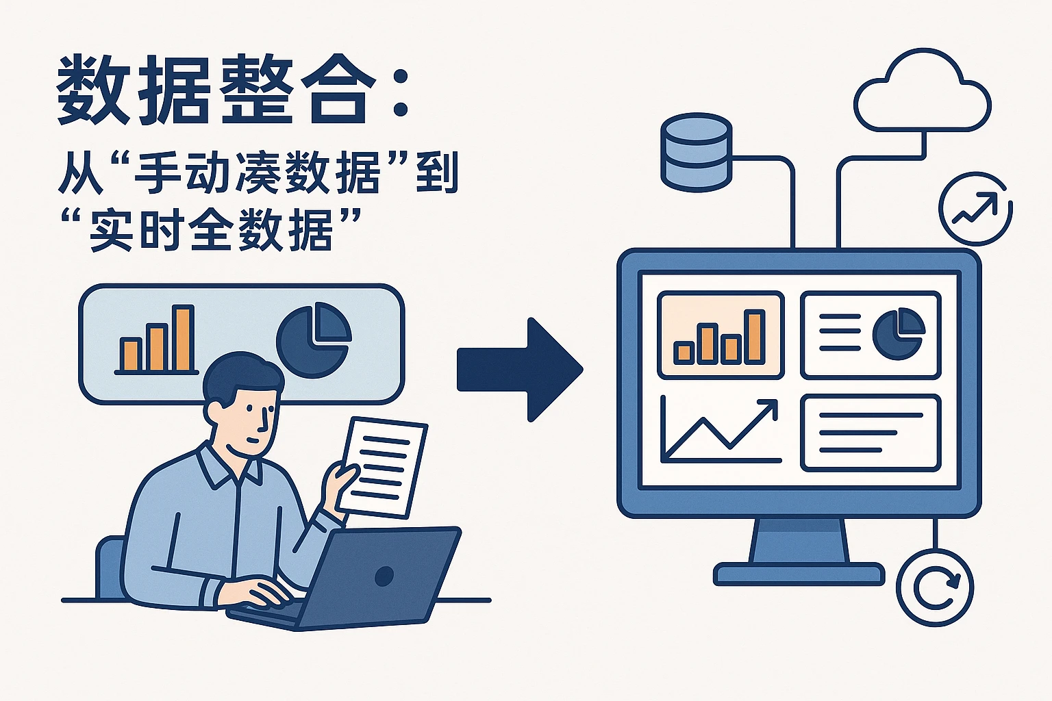2. 数据整合：从“手动凑数据”到“实时全数据”