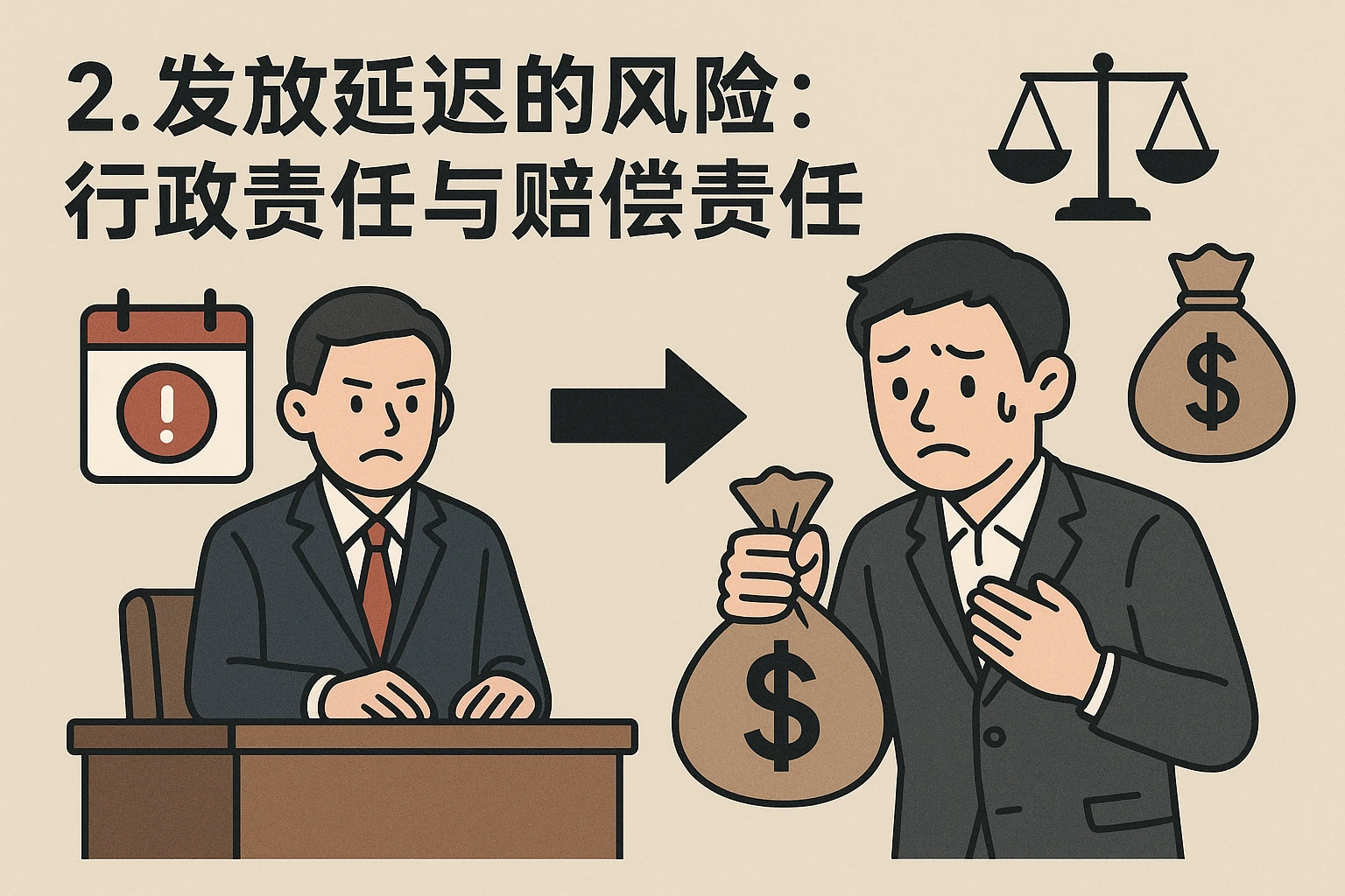 2. 发放延迟的风险：行政责任与赔偿责任