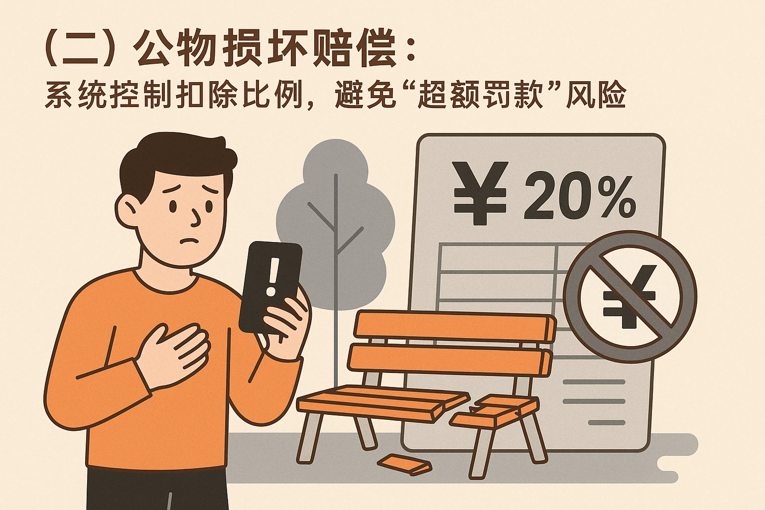 （二）公物损坏赔偿：系统控制扣除比例，避免“超额罚款”风险